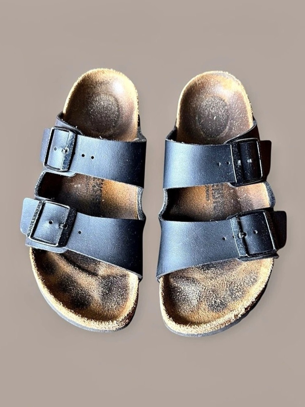 Birkenstock Arizona Leather Two-Strap Sandals in Black